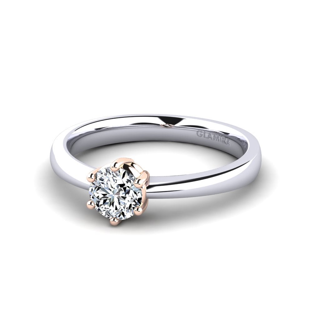 Classic Solitaire 14ct White & Rose Gold Rings