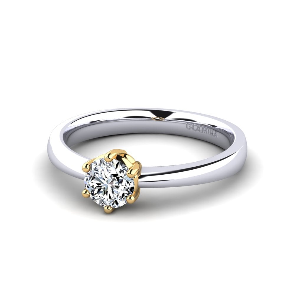Classic Solitaire 14ct White & Yellow Gold Engagement Rings