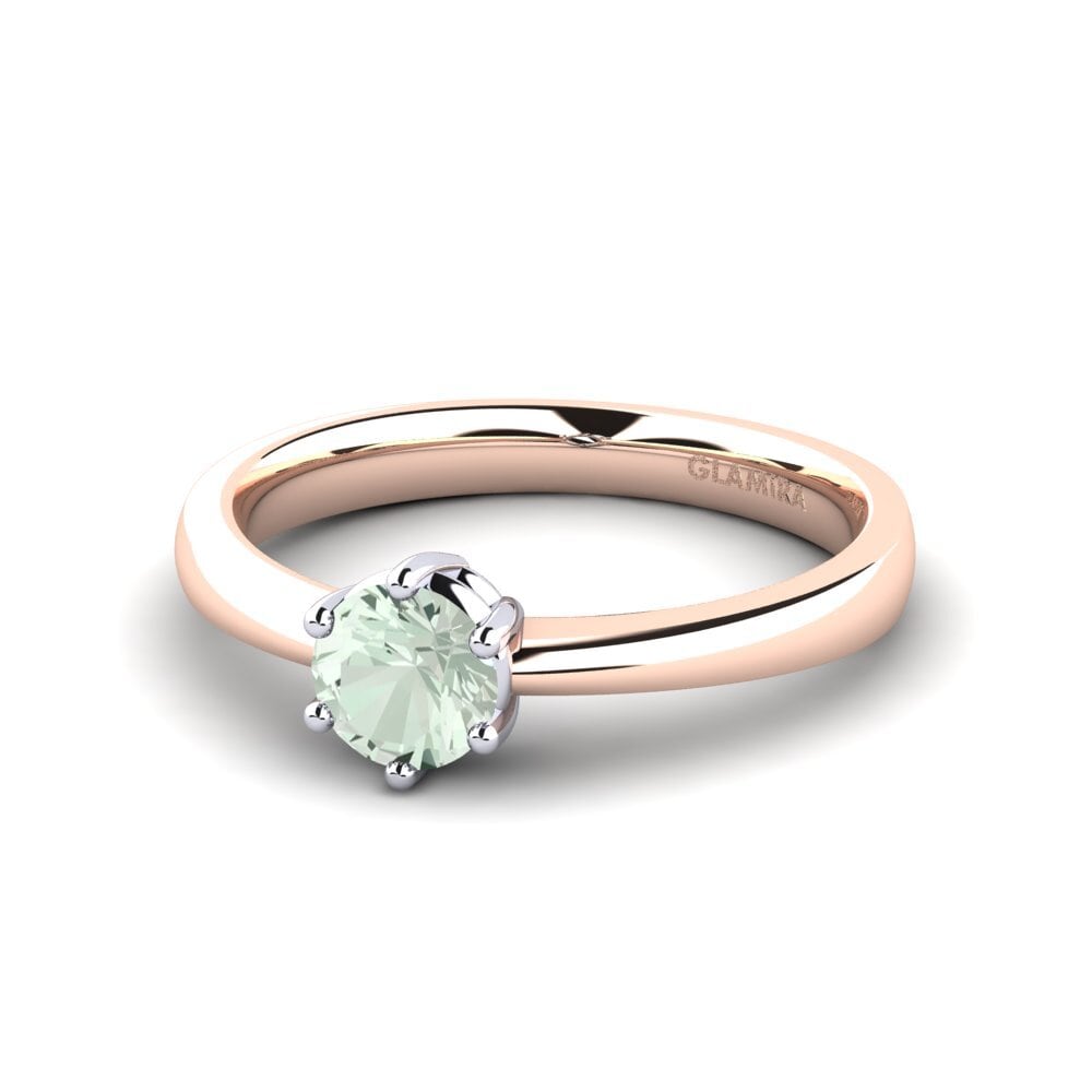 Classic Solitaire Green Amethyst Engagement Rings