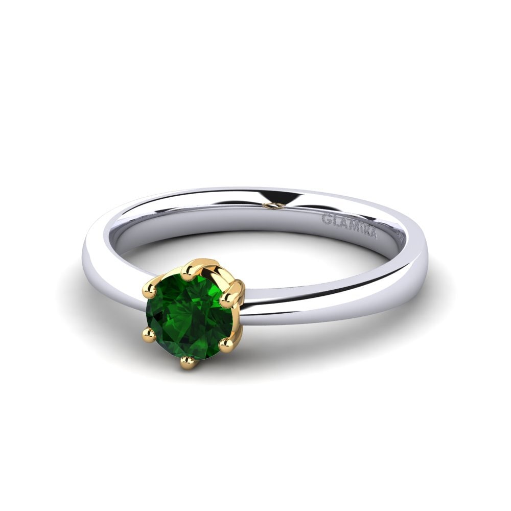 Ringe Klassischer Solitär Grüner Turmalin 585 Weiß & Gelbgold