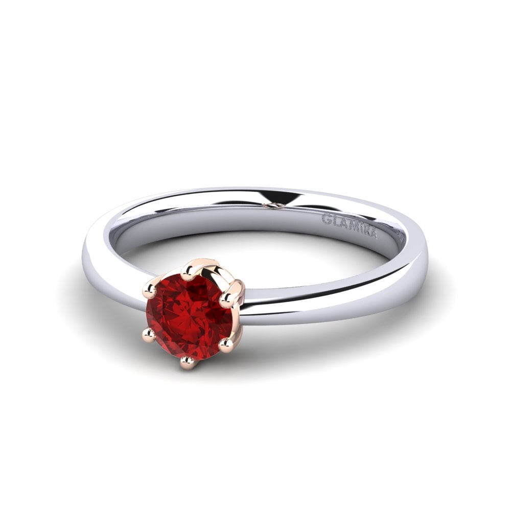 Classic Solitaire Ruby (Lab Created) 18ct White & Rose Gold Engagement Rings