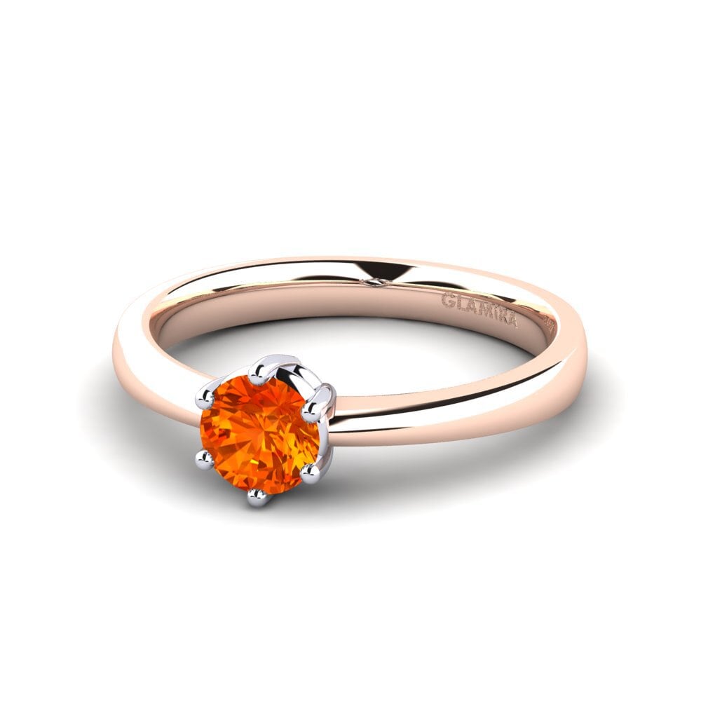 Classic Solitaire Orange Sapphire Engagement Rings