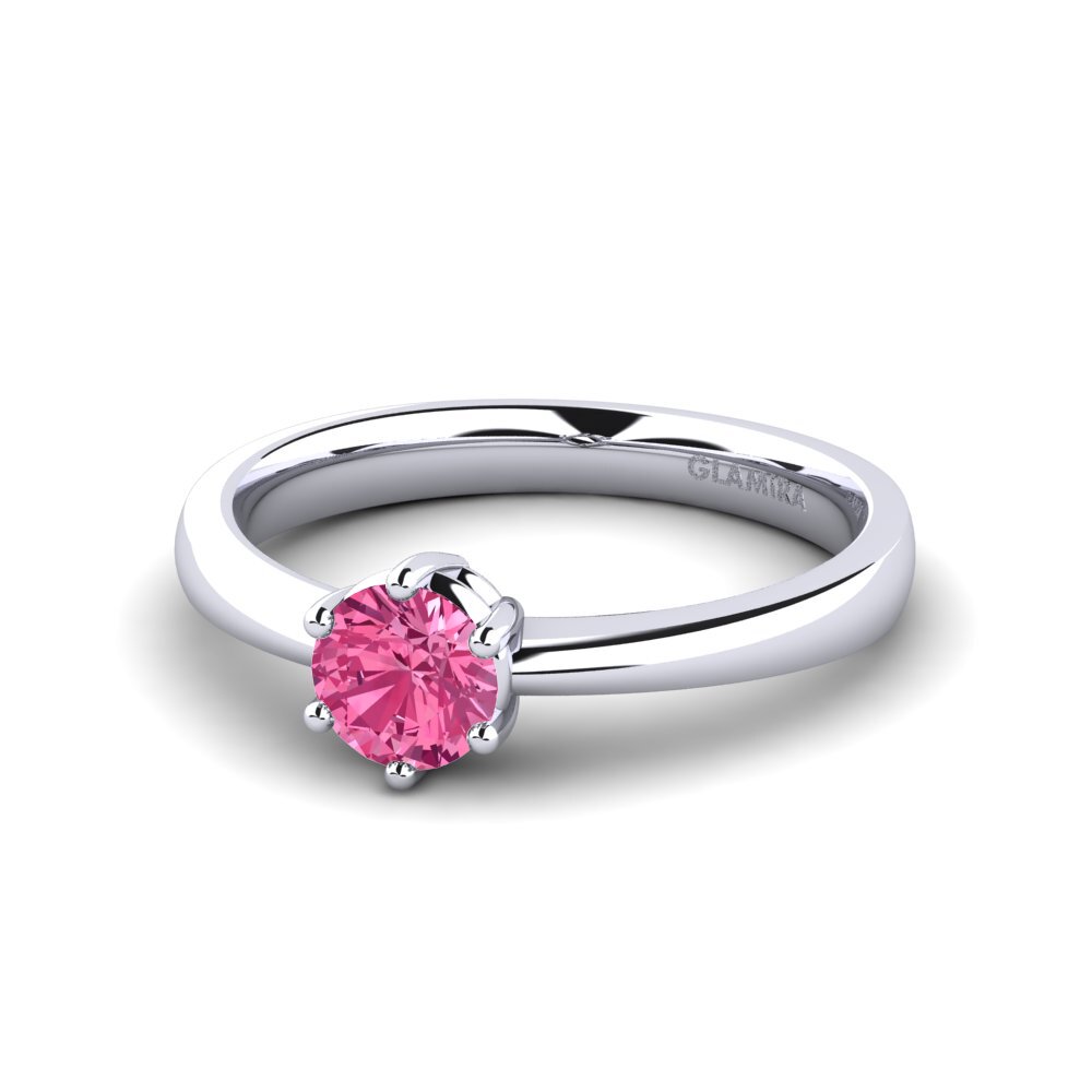 Verlobungsringe Klassischer Solitär Rosa Turmalin Weißgold 585