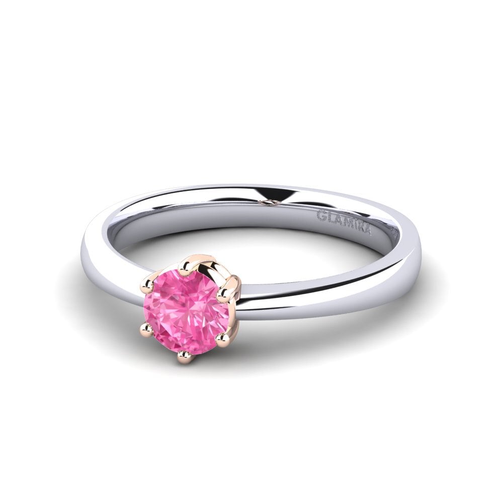 Classic Solitaire Pink Sapphire 18ct White & Rose Gold Engagement Rings