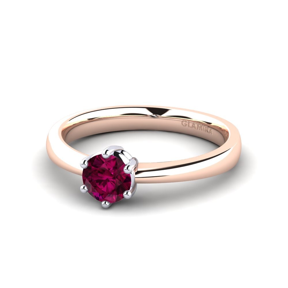 0.26 - 0.50 Carat Classic Solitaire Rhodolite Garnet Rings