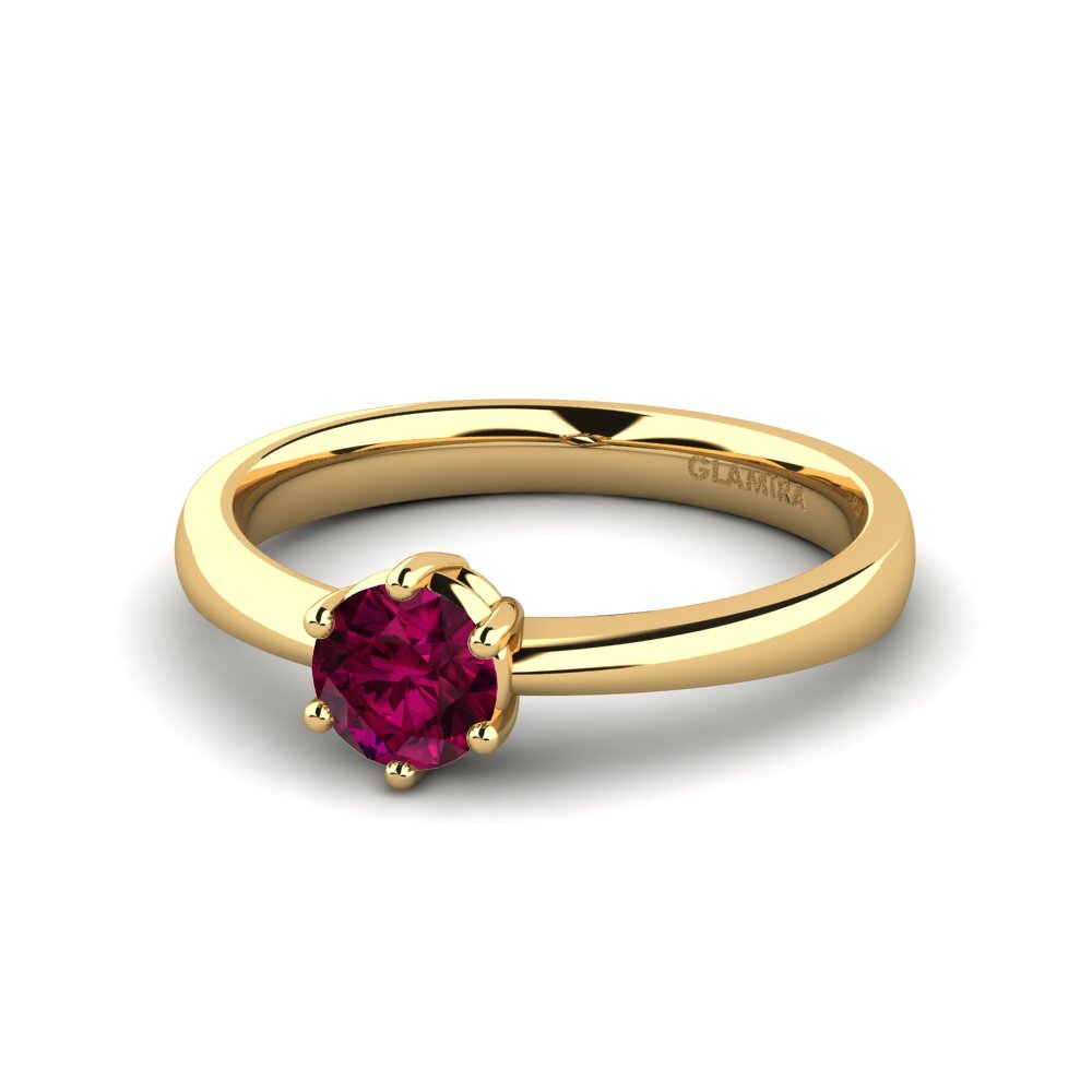 Nhẫn Đính hôn Vàng 9K Đá Rhodolite Classic Solitaire