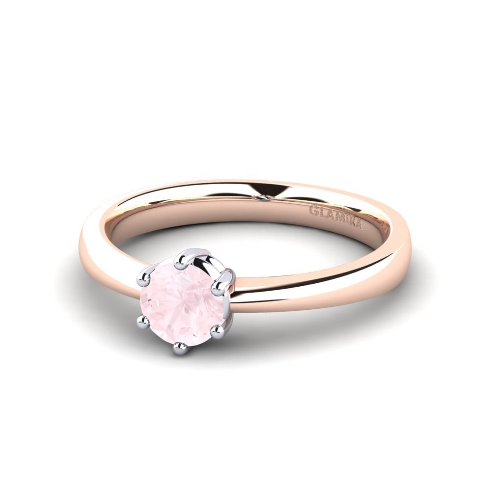 Anillos de compromiso Cuarzo rosa Solitario Clásico