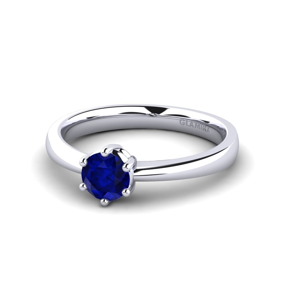 Classic Solitaire Sapphire 14ct White Gold Engagement Rings