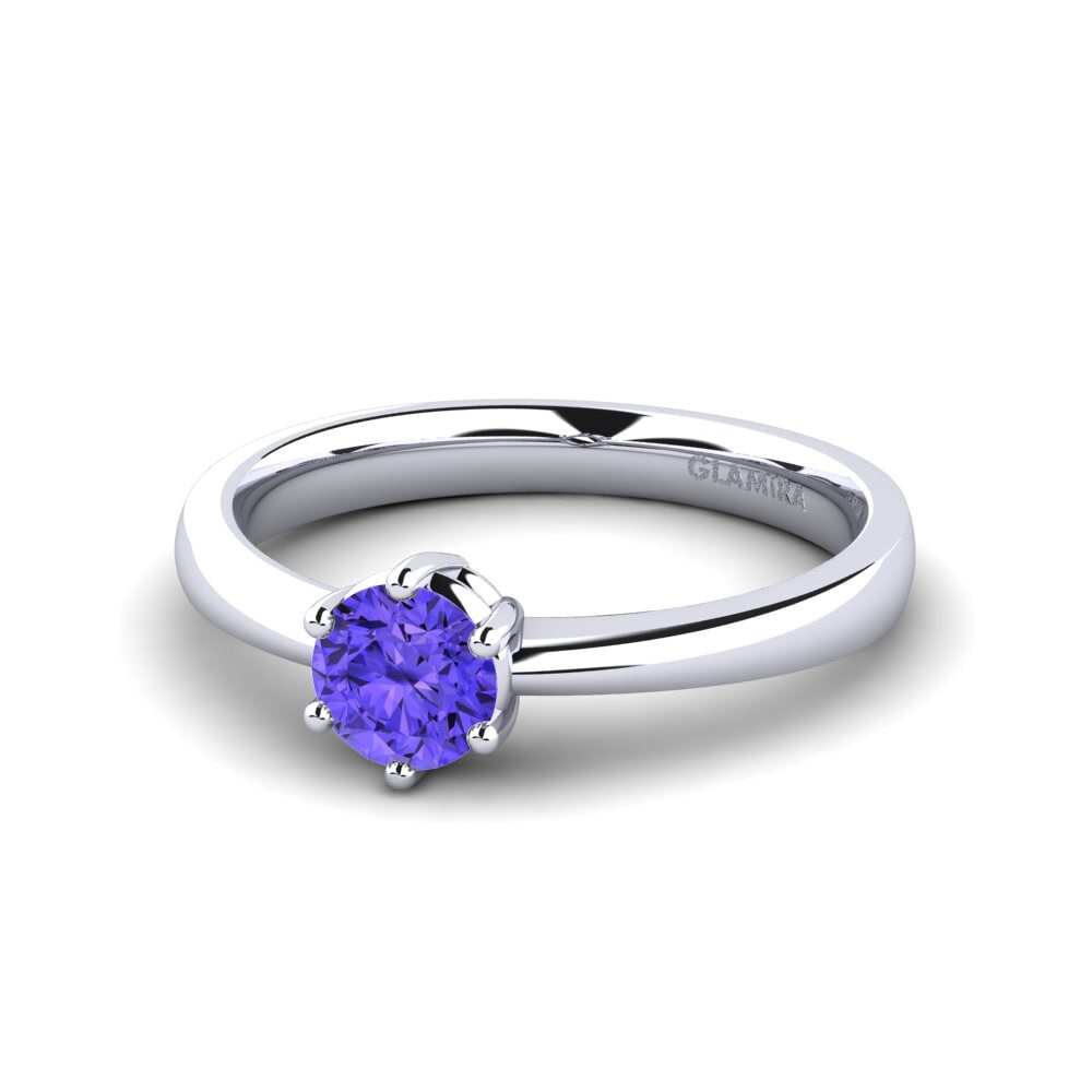 Classic Solitaire Tanzanite 18ct White Gold Engagement Rings
