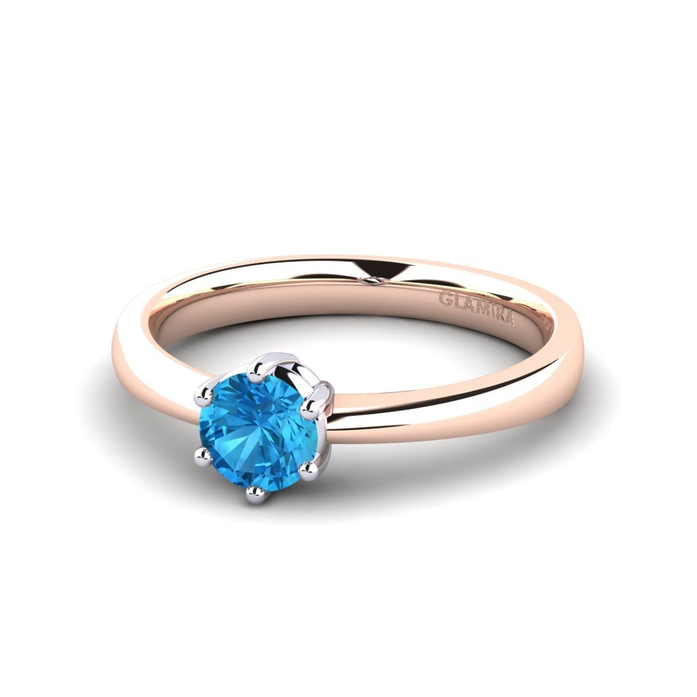 Klasický Solitaire Modrý topaz Zásnubní prsteny