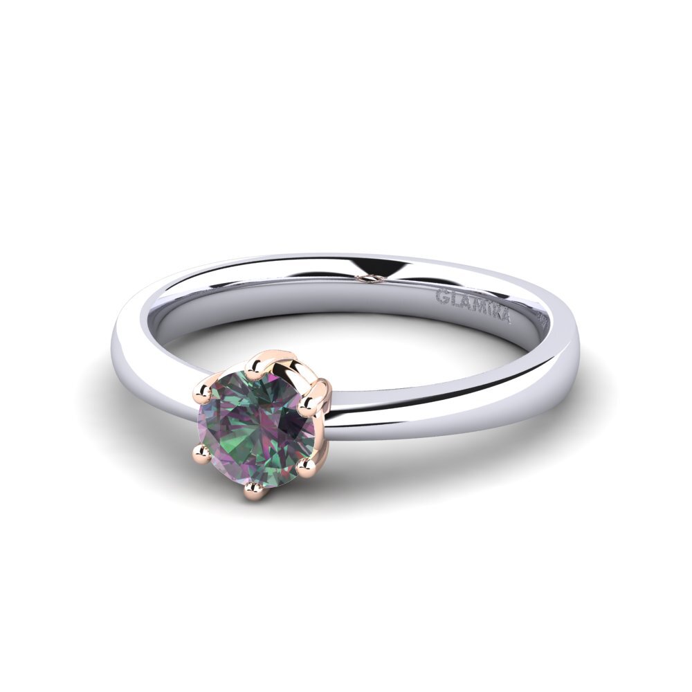 Classic Solitaire Mystic Topaz 18ct White & Rose Gold Engagement Rings