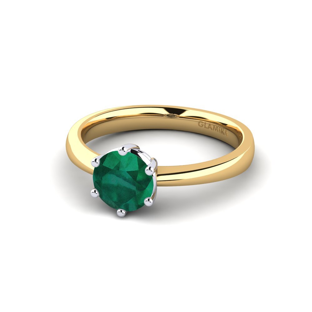 Vàng-Trắng 14K Đá Emerald / Ngọc lục Bảo Nhẫn đính hôn Belva 1.0 crt