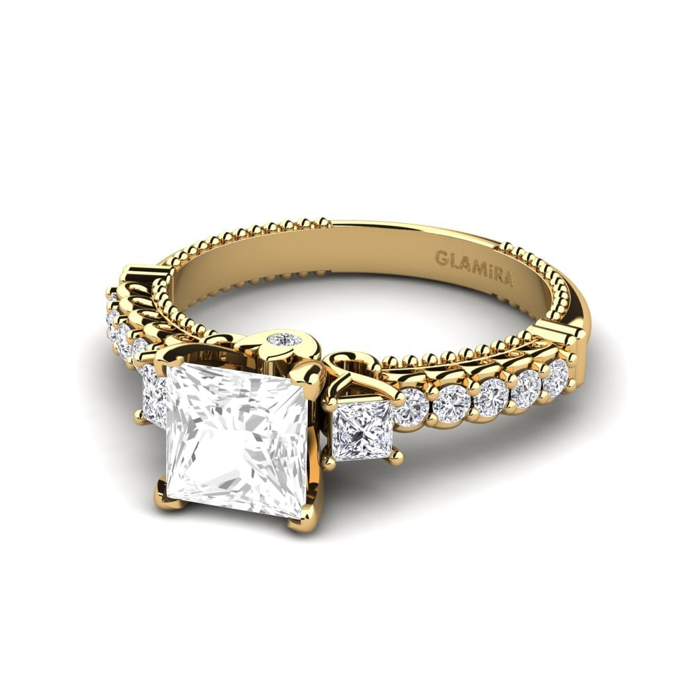 9k Oro Amarillo Topacio blanco Anillo de compromiso Bernadina