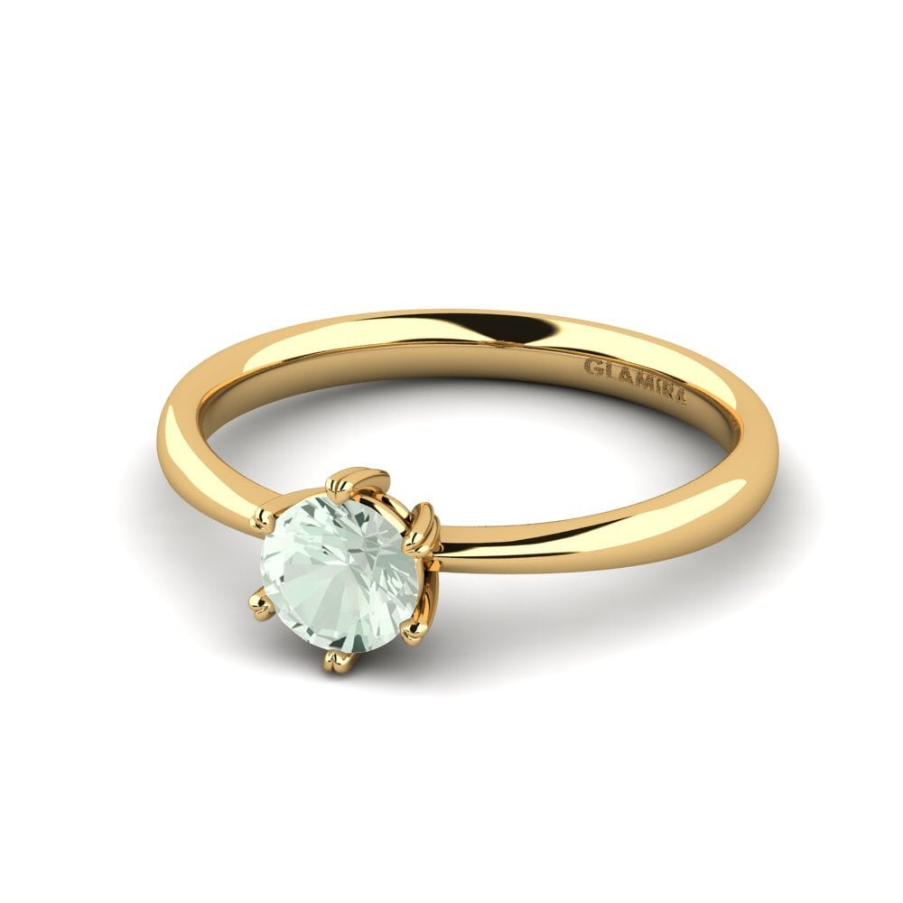 18k Oro Amarillo Amatista verde Anillo de compromiso Breadth