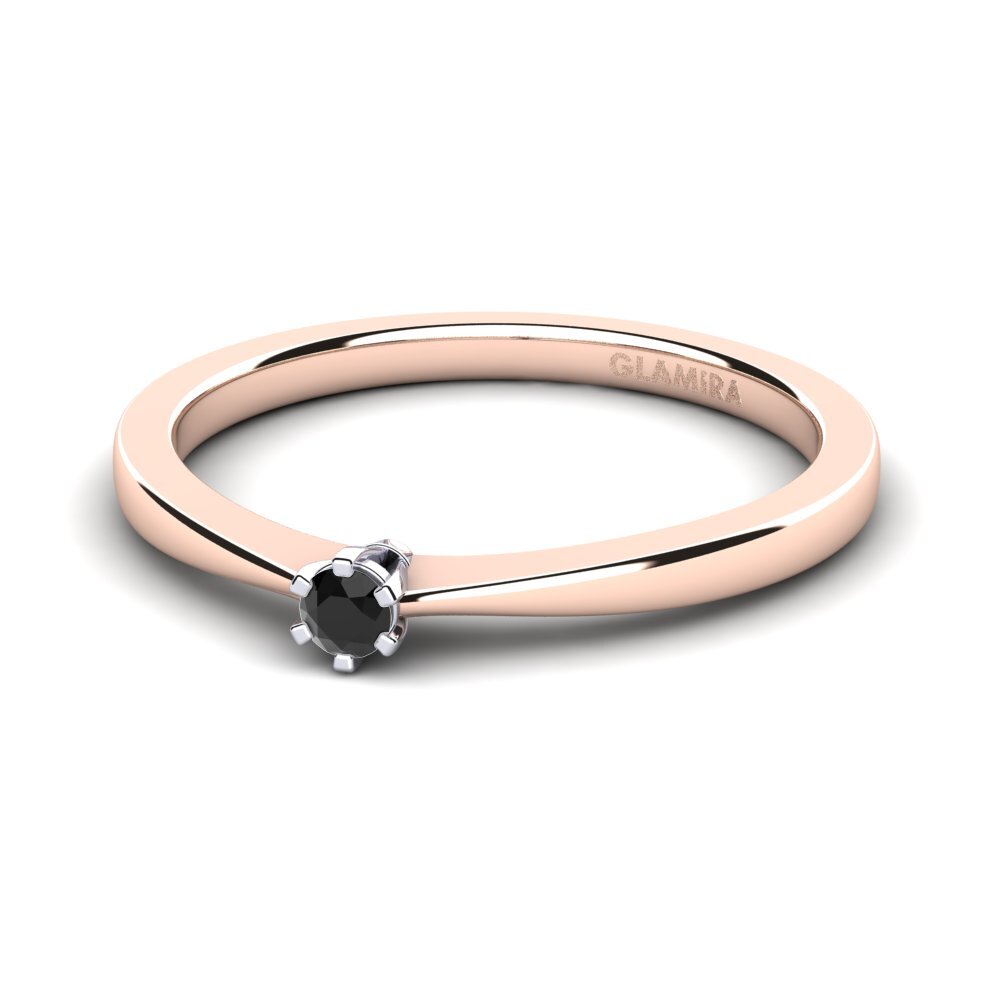 9ct Rose & White Gold Black Diamond Women's Ring Bridal Rise 0.05 crt