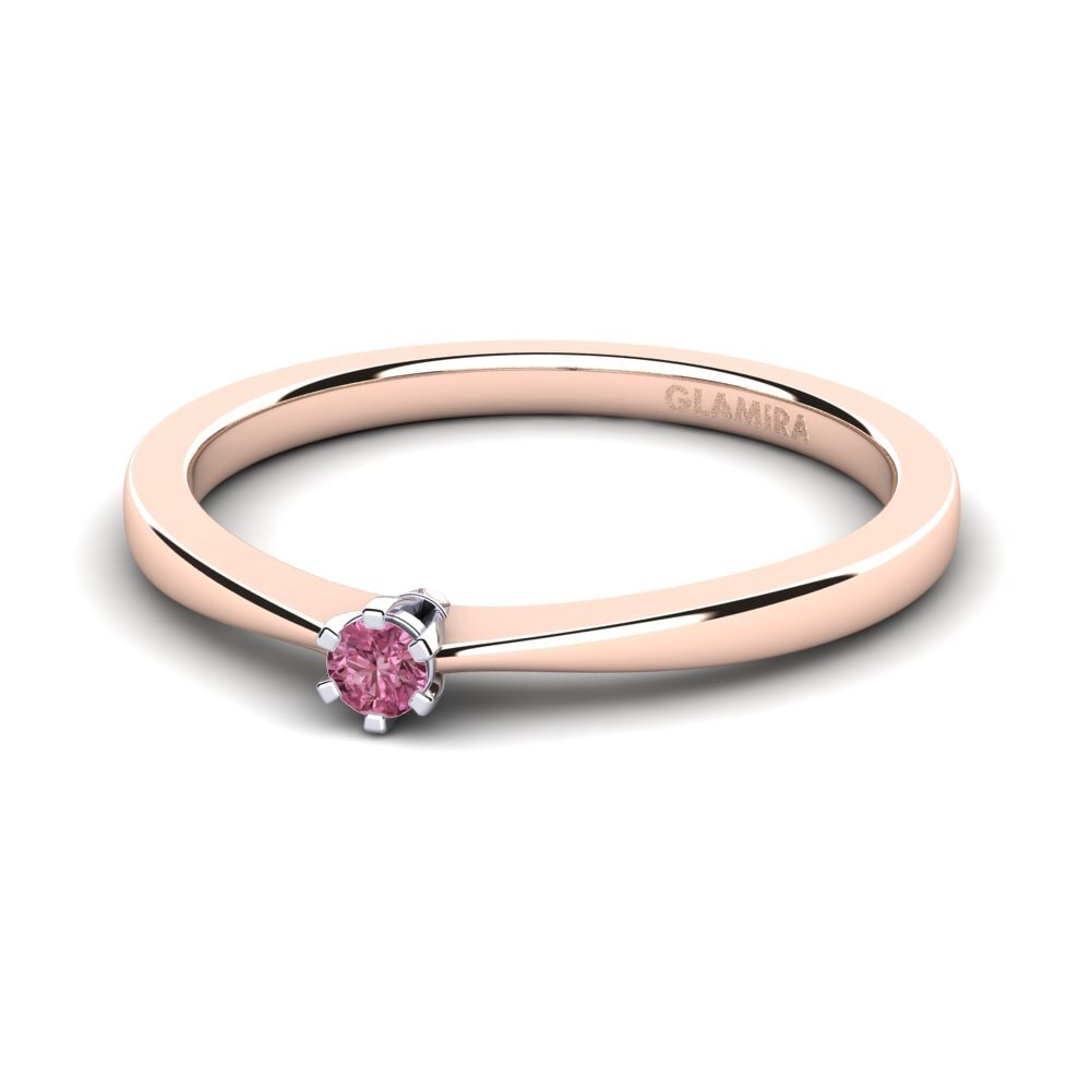 18ct Rose & White Gold Rhodolite Garnet Women's Ring Bridal Rise 0.05 crt