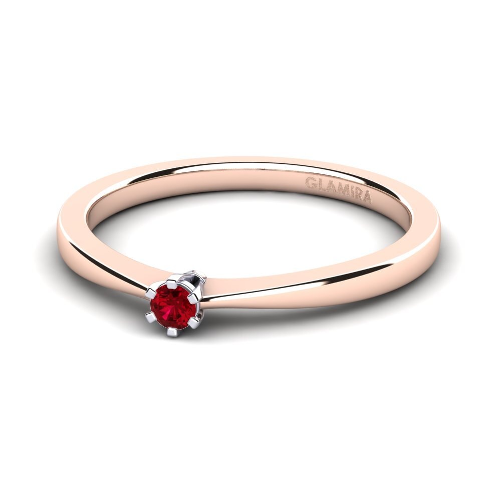 9ct Rose & White Gold Red Zirconia Women's Ring Bridal Rise 0.05 crt