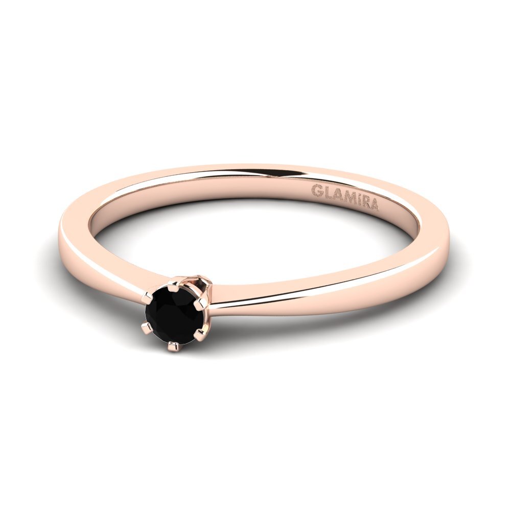 14ct Rose Gold Black Onyx Engagement Ring Bridal Rise 0.1 crt