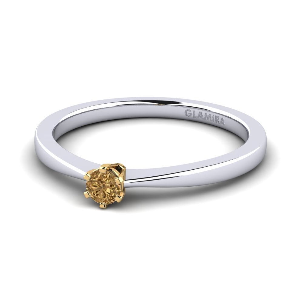 18k Oro Blanco & Amarillo Anillo de compromiso Bridal Rise 0.1crt