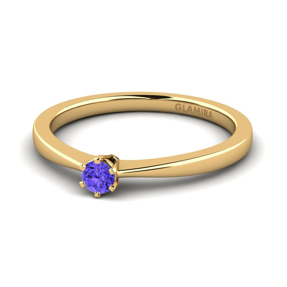 18k Oro Amarillo Tanzanita Anillo de compromiso Bridal Rise 0.1crt