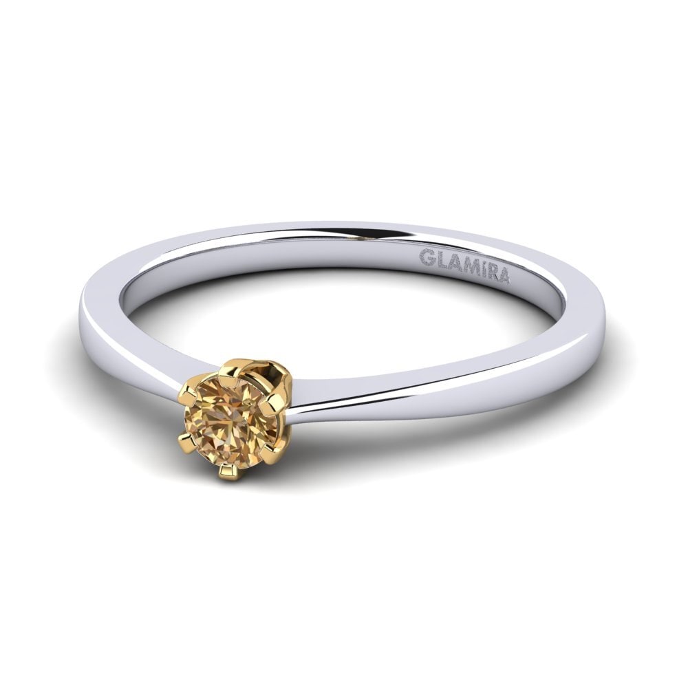 18k Oro Blanco & Amarillo Anillo de compromiso Bridal Rise 0.16crt