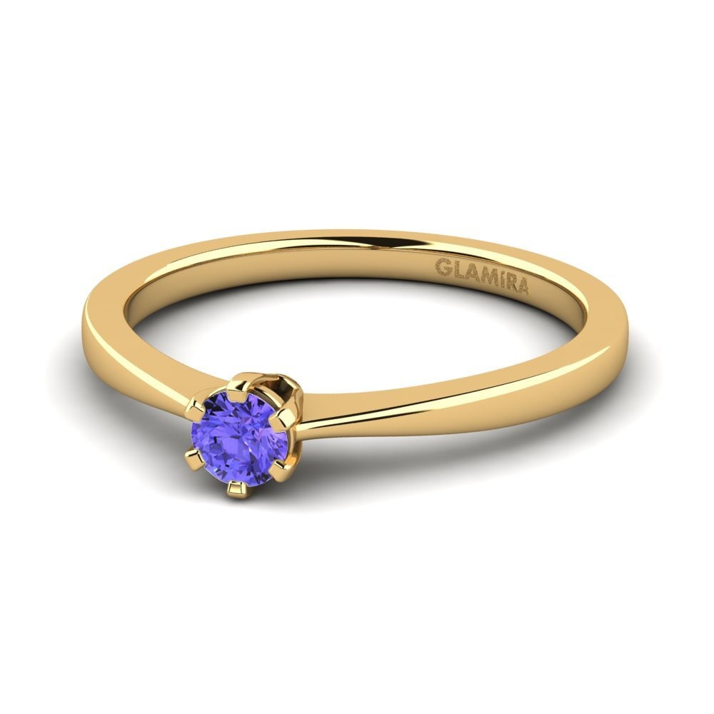 18k Oro Amarillo Tanzanita Anillo de compromiso Bridal Rise 0.16crt