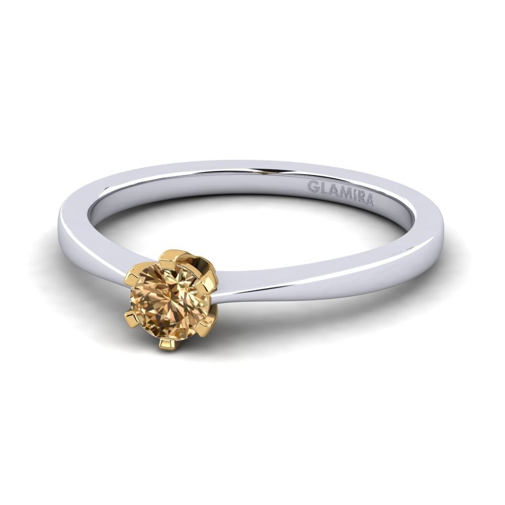 18k Oro Blanco & Amarillo Anillo de compromiso Bridal Rise