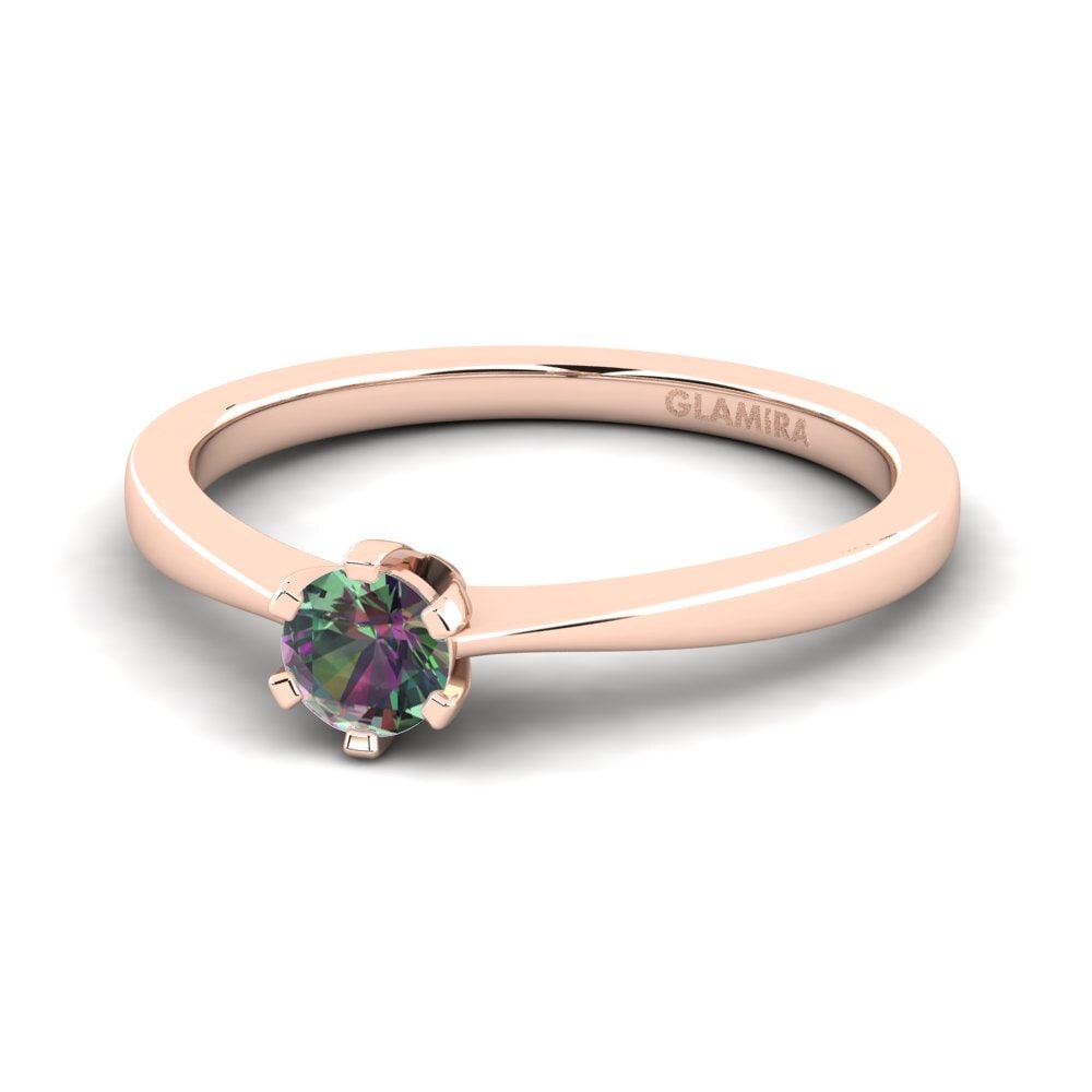 14k Oro Rosa Topacio Místico Anillo de compromiso Bridal Rise