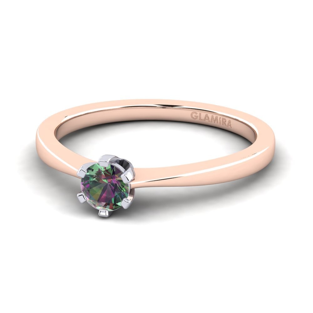 9ct Rose & White Gold Mystic Topaz Engagement Ring Bridal Rise