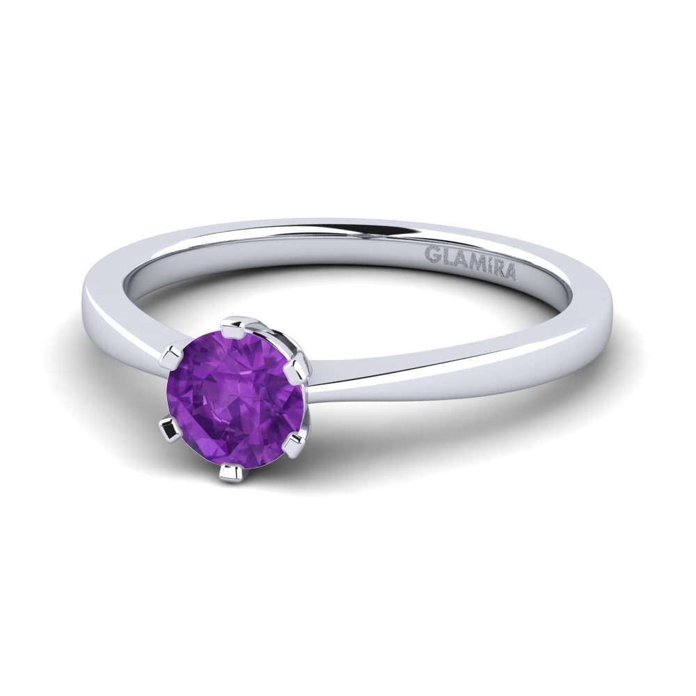 18k Oro Blanco Amatista Anillo de compromiso Bridal Rise 0.5crt