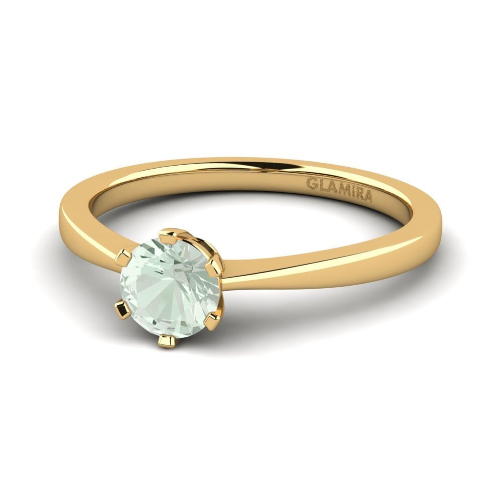 18k Oro Amarillo Amatista verde Anillo de compromiso Bridal Rise 0.5crt