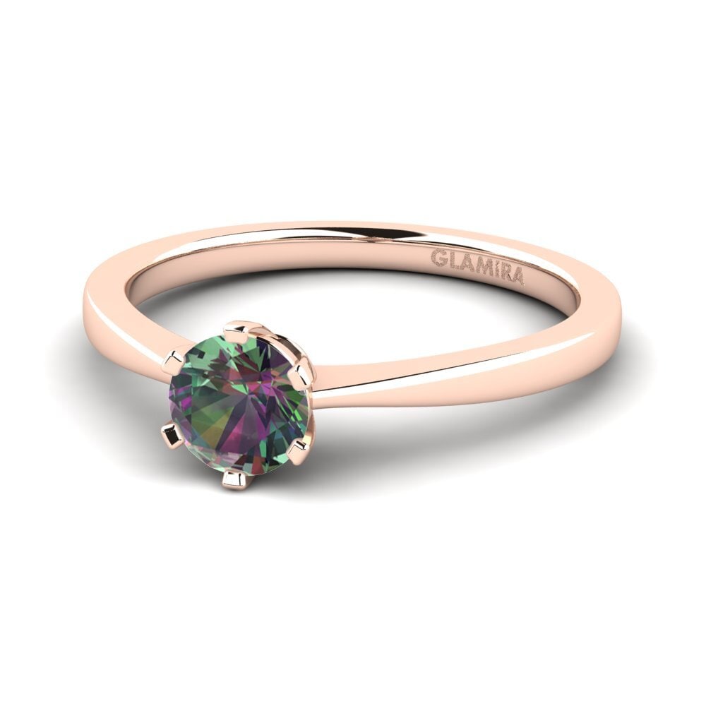 14k Oro Rosa Topacio Místico Anillo de compromiso Bridal Rise 0.5crt