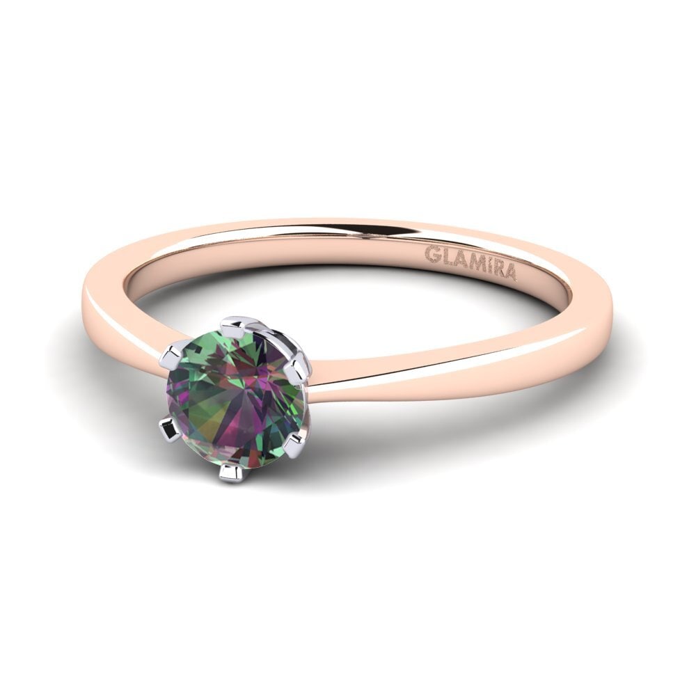 9ct Rose & White Gold Mystic Topaz Engagement Ring Bridal Rise 0.5 crt