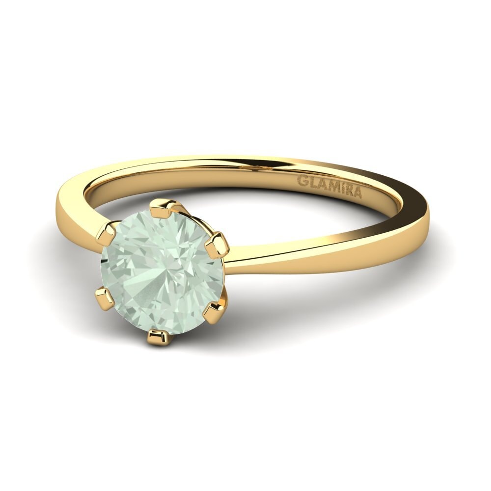 18k Oro Amarillo Amatista verde Anillo de compromiso Bridal Rise 1.0crt