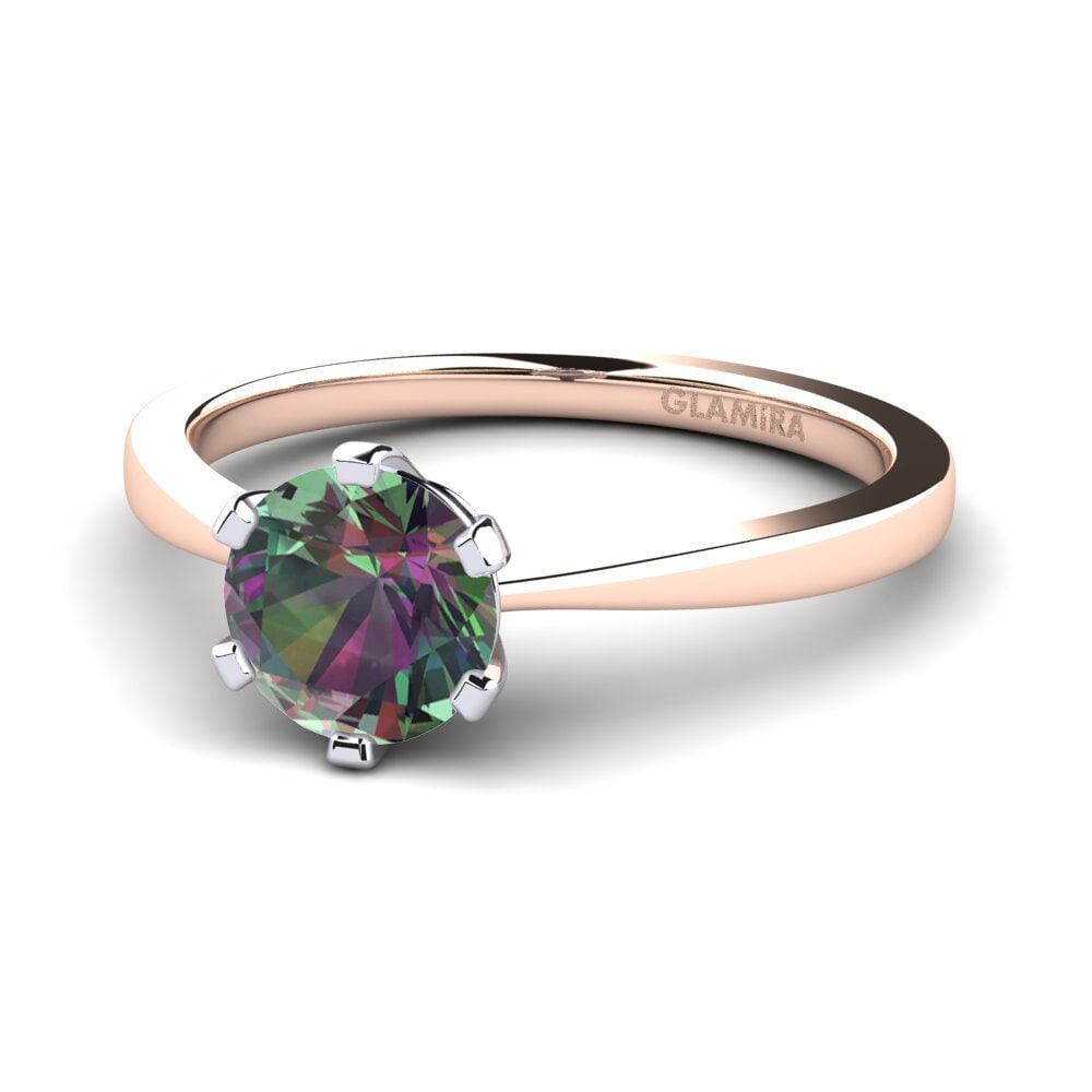 9ct Rose & White Gold Mystic Topaz Engagement Ring Bridal Rise 1.0 crt