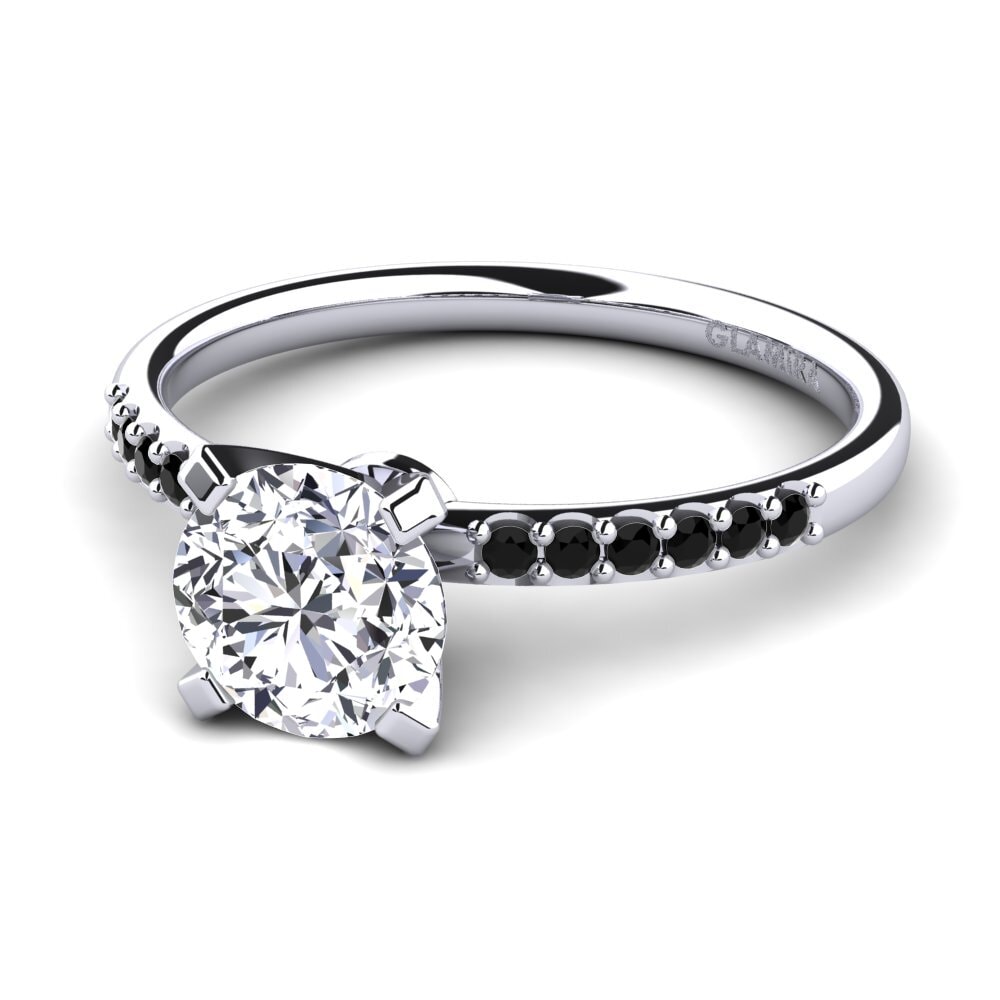 18k Oro Blanco Diamante Anillo de compromiso Cadence