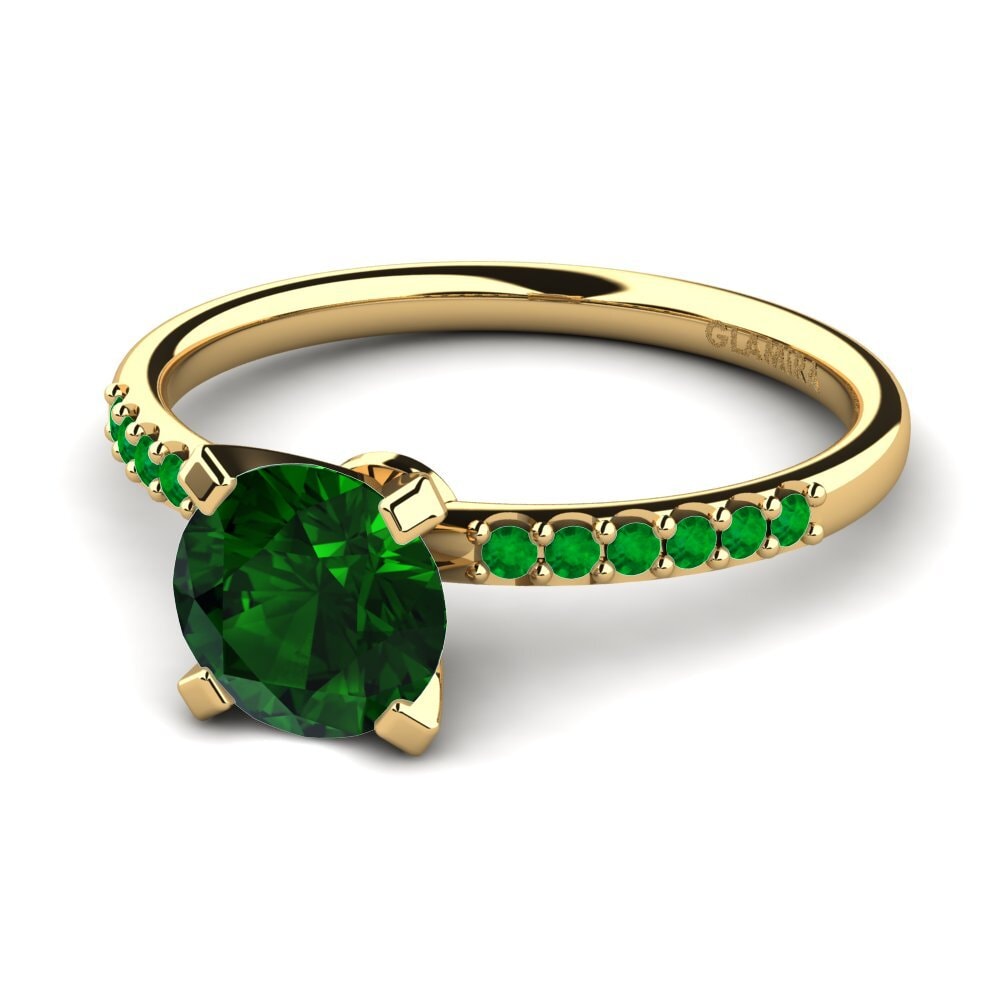 14ct Yellow Gold Green Tourmaline Engagement Ring Cadence