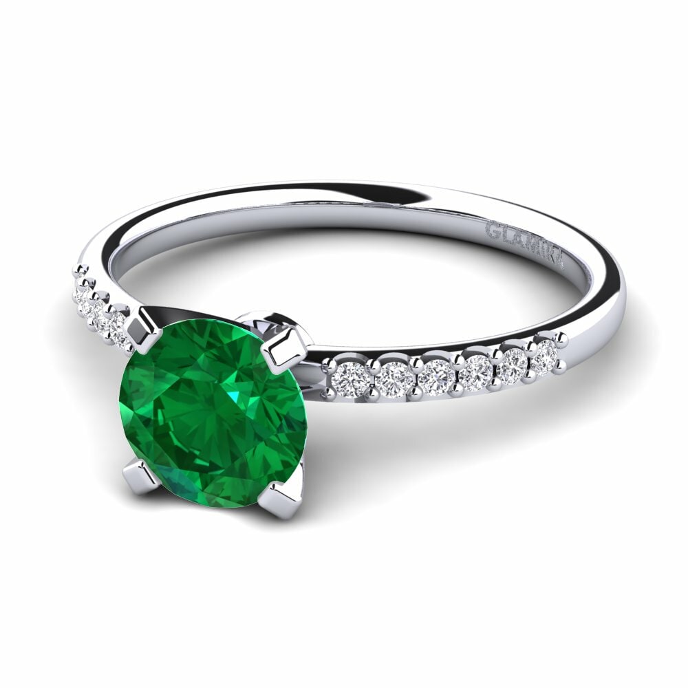 Esmeralda (creada en laboratorio) Anillo de compromiso Cadence