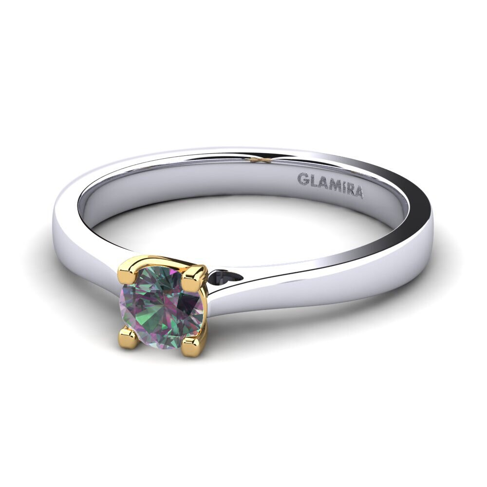 14k Oro Blanco & Amarillo Topacio Místico Anillo de compromiso Céline