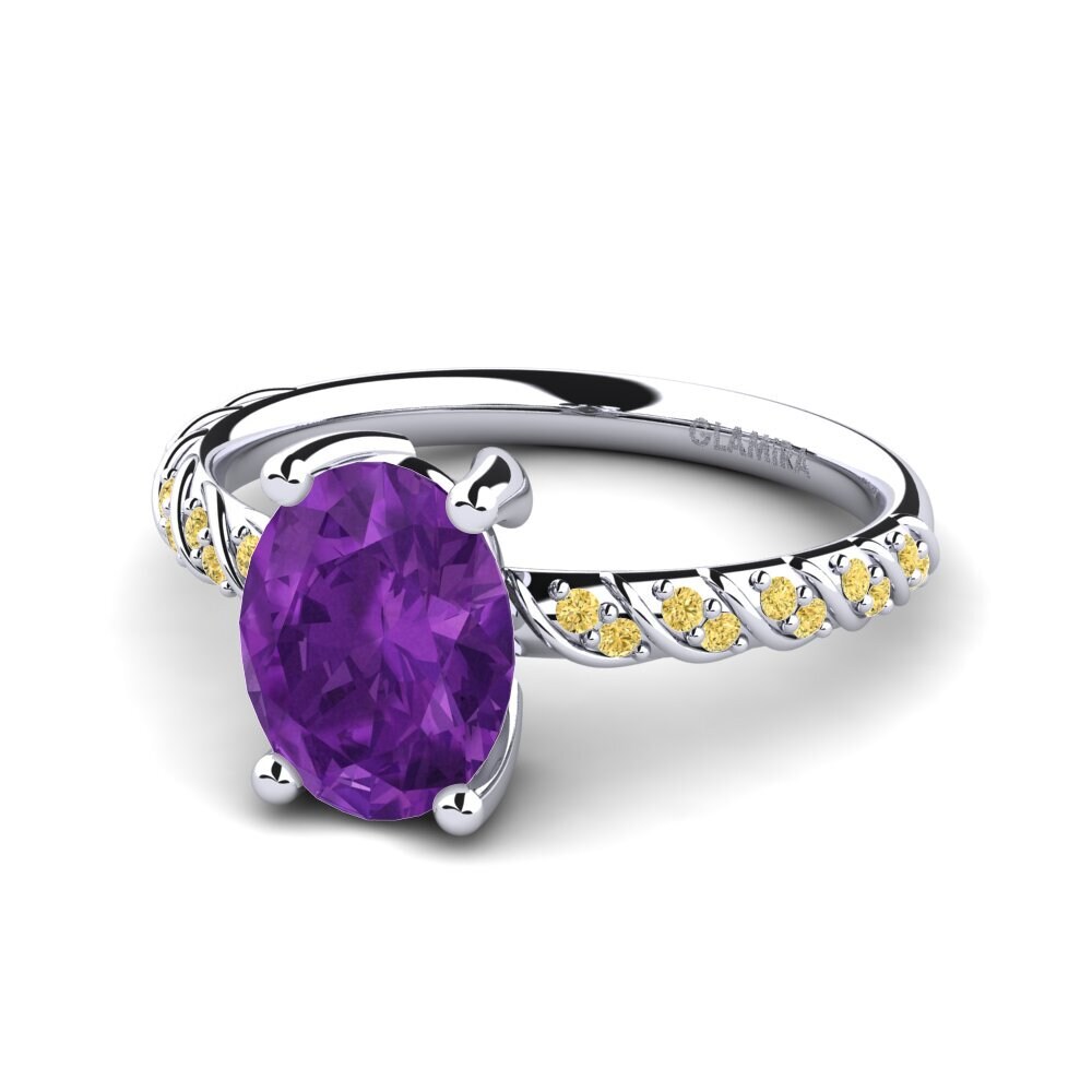 18k Oro Blanco Amatista Anillo de compromiso Charleen