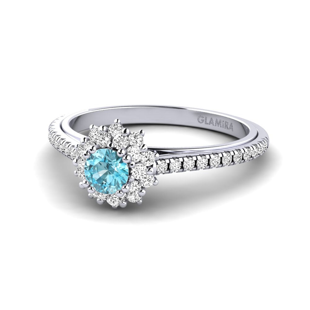 Blue Zircon Engagement Ring Daffney 0.25 crt