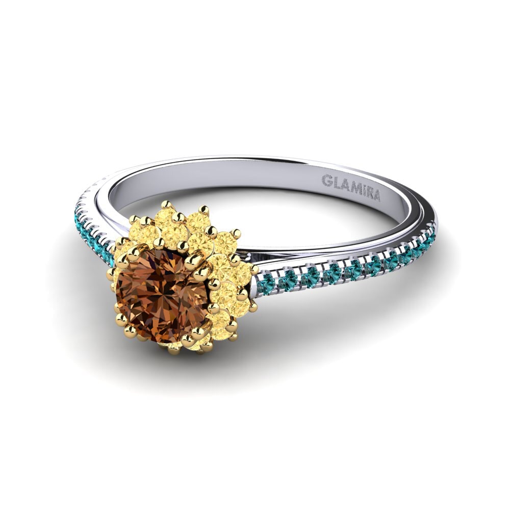 18k Oro Blanco & Amarillo Anillo de compromiso Daffney
