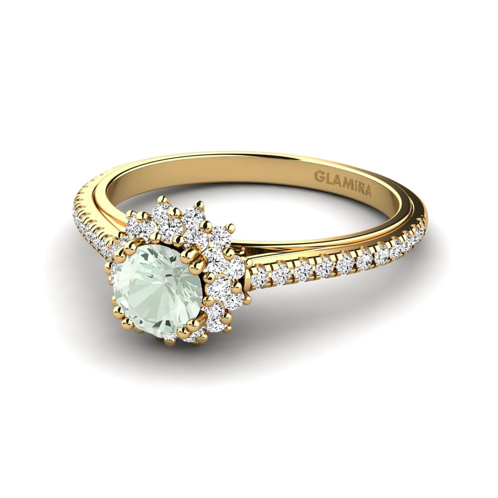 18k Oro Amarillo Amatista verde Anillo de compromiso Daffney
