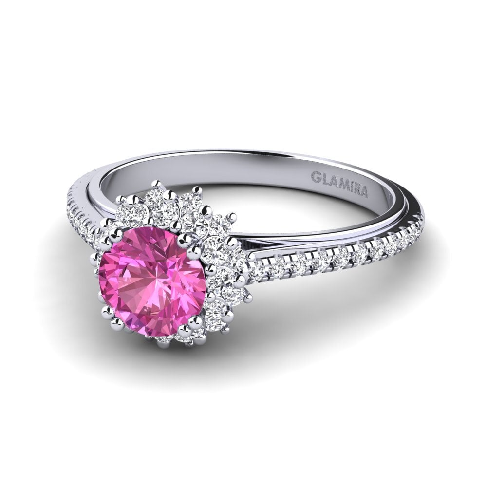 9ct White Gold Pink Topaz Engagement Ring Daffney 0.8 crt
