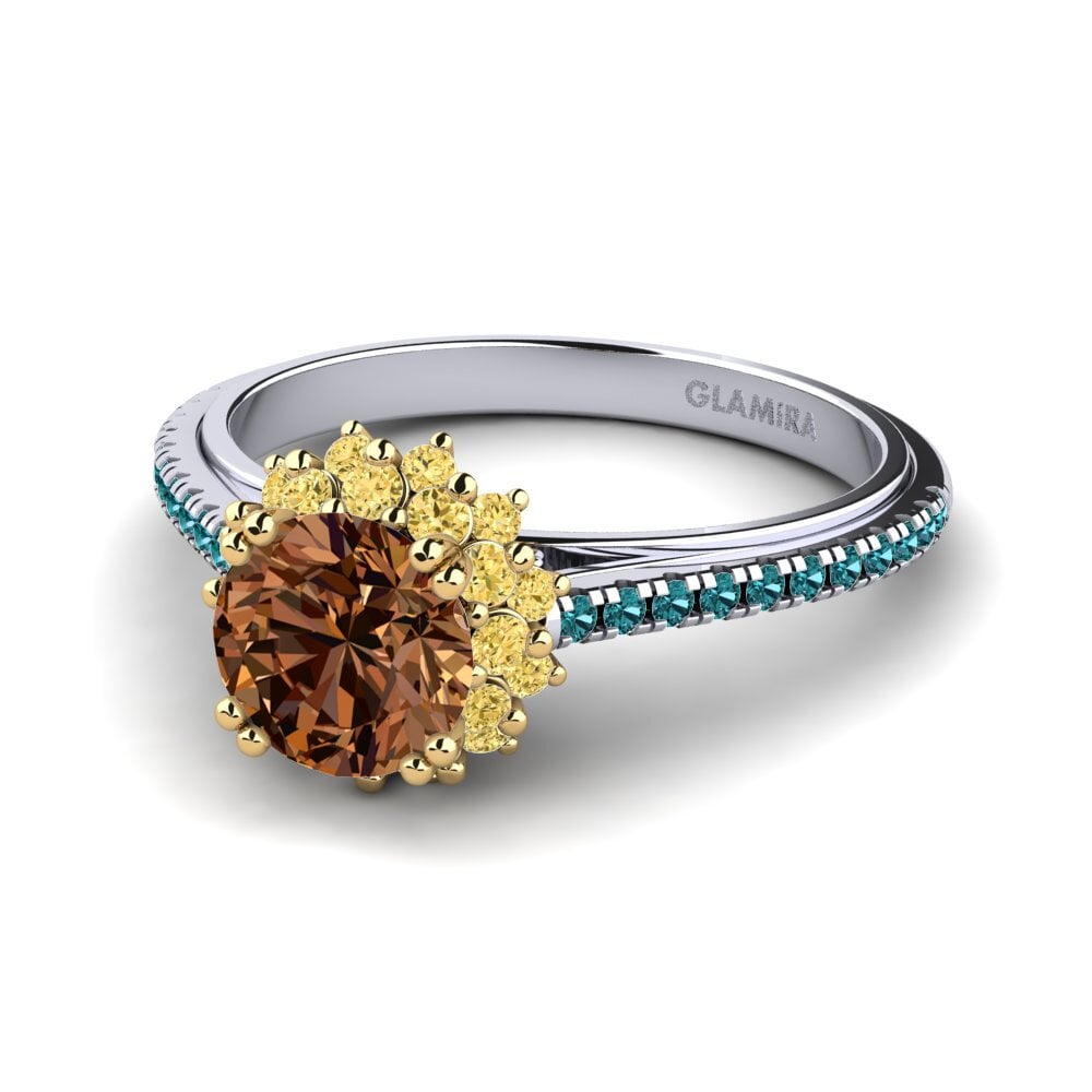 18k Oro Blanco & Amarillo Anillo de compromiso Daffney 1.0 crt