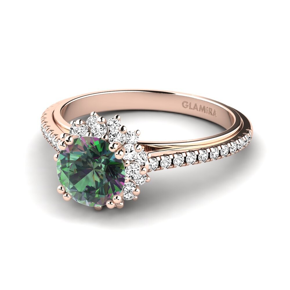 14k Oro Rosa Topacio Místico Anillo de compromiso Daffney 1.0 crt