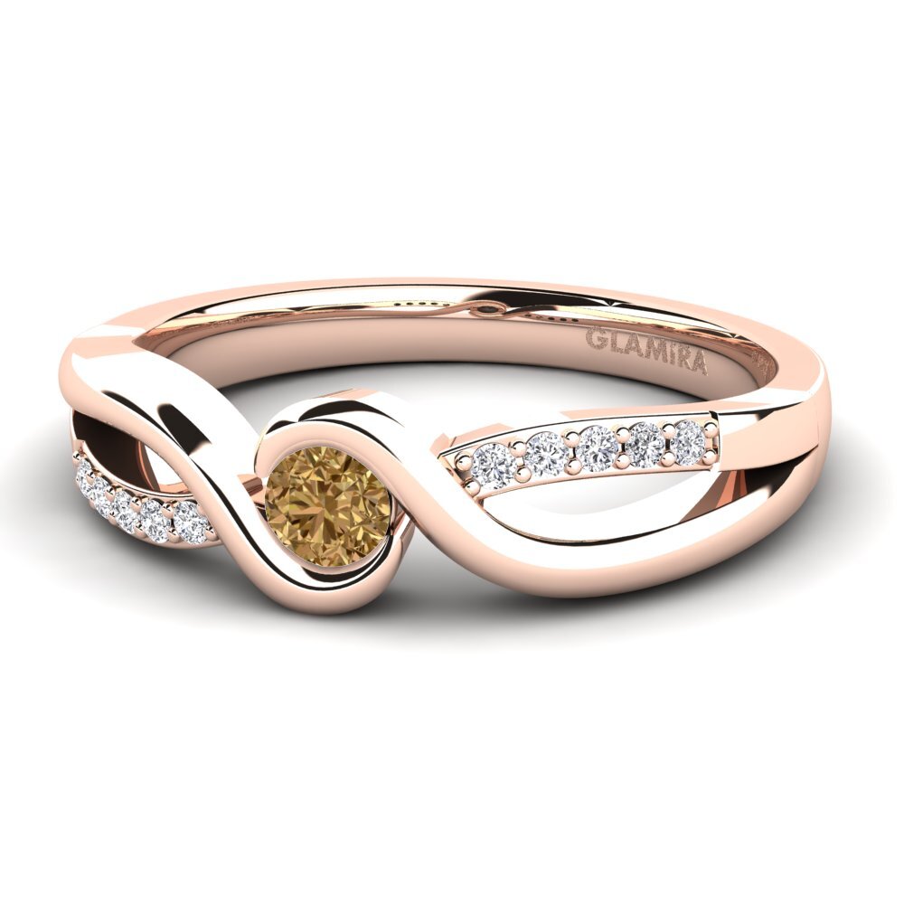 14k Oro Rosa Diamante café Anillo de compromiso Dahlia