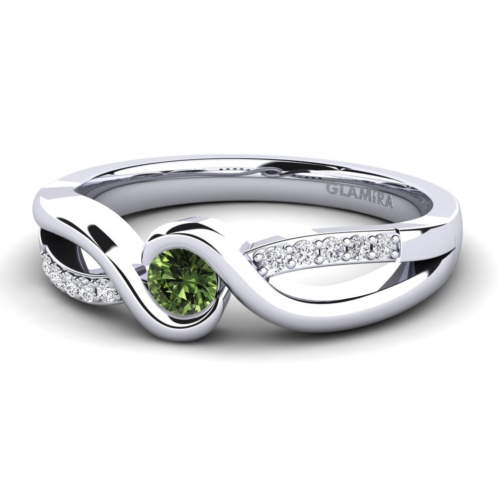Zafiro Verde Anillo de compromiso Dahlia