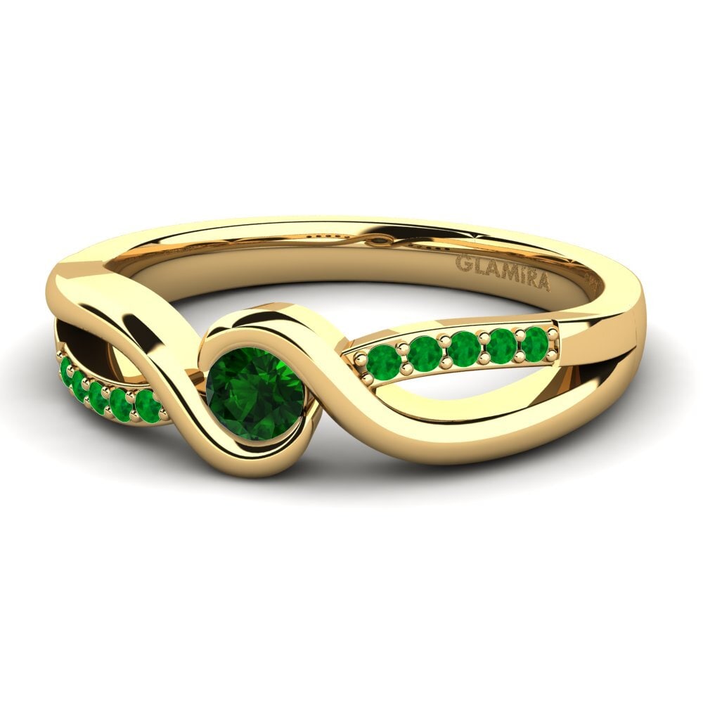 14ct Yellow Gold Green Tourmaline Engagement Ring Dahlia