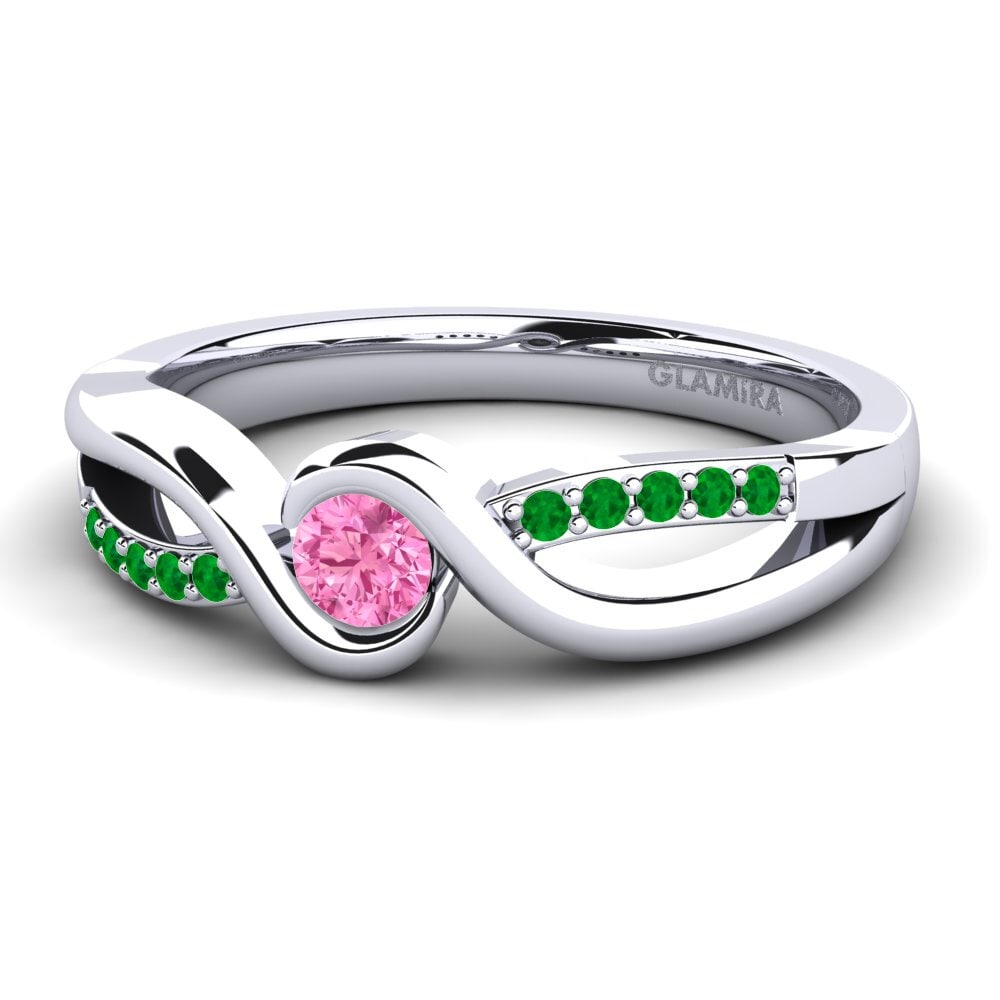 18ct White Gold Pink Sapphire Engagement Ring Dahlia